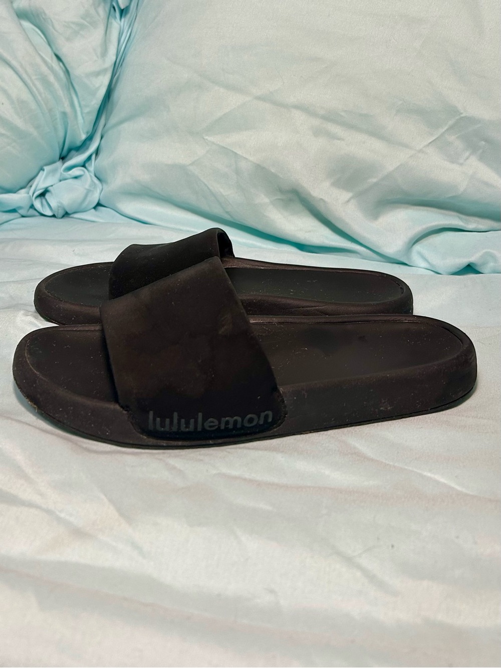 lululemon athletica Black Slide Sandals with Contoured Footbed